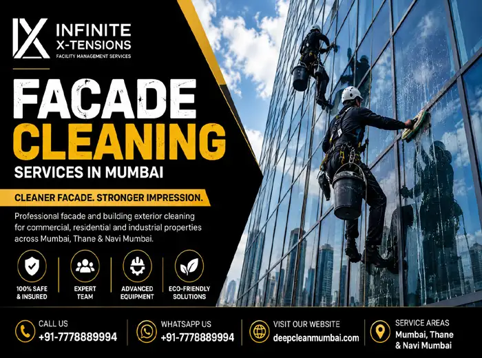 Professional facade cleaning of a building in Mumbai