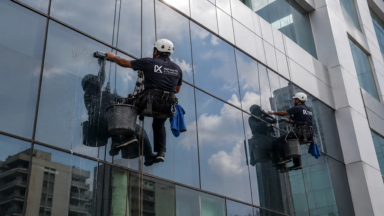 Facade cleaning project by Infinite X-Tensions in Mumbai