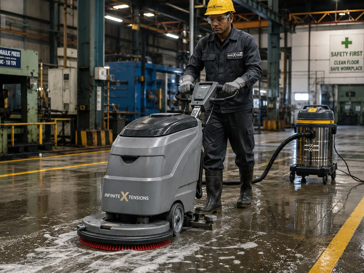 Professional industrial cleaning services in Navi Mumbai by Infinite Xtensions